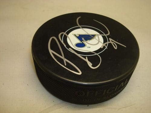 Patrick Berglund contratou o Puck de Hóquei do St. Louis Blues autografado 1A - Pucks autografados da NHL