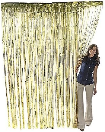 Handy Basics 3,2 ft x 9,8 pés Metallic Tinsel Foil Fringe Curtains para decoração de casamento de pano de fundo da festa