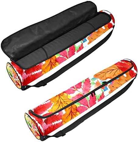 Bolsa de tapete de ioga ratgdn, folhas coloridas de outono de outono de ioga transportadora de tape