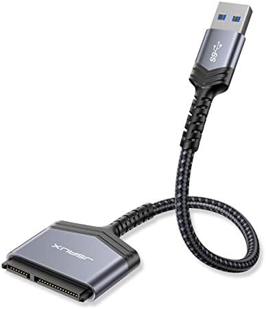 JSAUX SATA para USB A CABO, USB A 3,0 a 2,5 ”SATA III Adaptador de alumínio do disco rígido CORD DE NYLON DE NYLON CONVERSOR