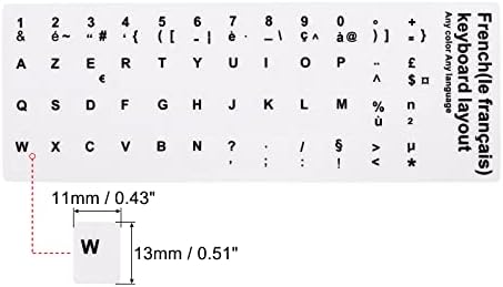 Adesivos de layout de teclado francês Patikil, 4 pacote de pacote de substituição de teclado universal para teclados de