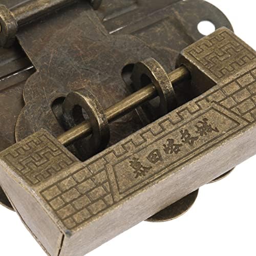Ganfanren 2pc/conjunto cadeado de trava + trava de trava de bronze antigo chinês chinês buckle buckle gabinet gabinete