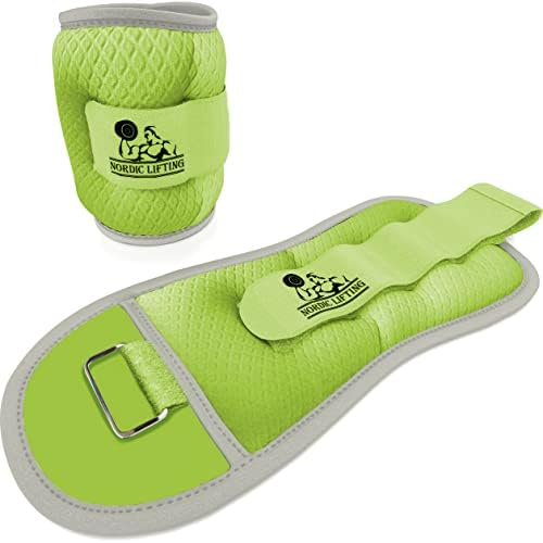 Pesos do pulso do tornozelo dois 2 libras - pacote verde com sapatos Venja Tamanho 9.5 - Branco
