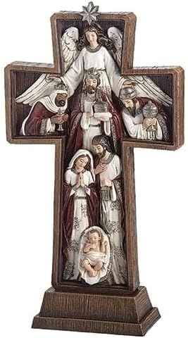 Joseph's Studio por Roman Inc., Coleção de Natividade de Natal, Cruz de Natividade de 13,5 H, Angel &, Sagrada Família, Advento,