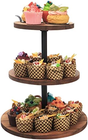 Suporte de cupcake, Othran 3 bolo de madeira de 3 camadas Torre de cupcake cupcake stand 3 bandeja de servir para casamento na fazenda, aniversário, festas de chá, chuveiros de bebê, decoração de cozinha