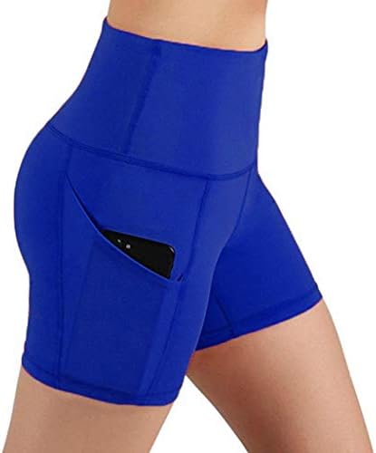 Shorts de motociclista para mulheres com bolsos levantando altos treinos de cintura shorts shorts alongados de verão perneiras de esportes de verão