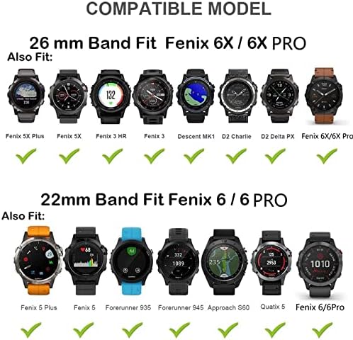 OUTVI 26 22mm de faixa de lona Bandeira de banda para Garmin Fenix ​​5 5x mais 6 6x 6s Pro 935 3HR Smart Bracelet