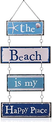 Metal pendurado design vintage design de praia de praia placa de decoração de placa com diamlos estrelais, a praia é o