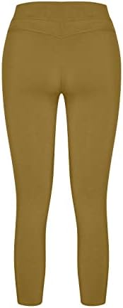 Calças rasgadas da CJhdym Moda de cor sólida calça lápis Slim Leggings calças completas, calças para mulheres com bolsos