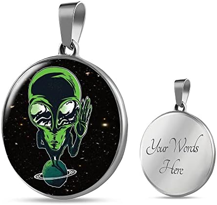 Expresse seus presentes de amor UFO Alien Fan Presente Alien no Planet Circle Colar Aço inoxidável ou ouro 18k 18-22