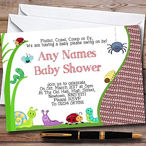Insetos insetos e joaninhas convites personalizados para chá de bebê