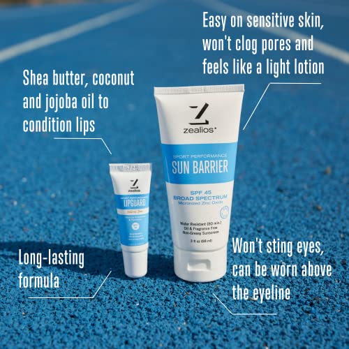 Zealios Lipguard UVA/UVB Proteção ao filtro solar, aplicador de lábios e barreira solar 3 onças resistente à água, proteção de amplo espectro - Safe Sensitive Skin Safe