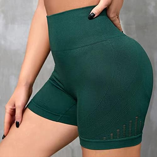 Shorts de motociclista para mulheres com cintura alta sólida Exercício feminino Athletic Gym Excunhando shorts de ioga leggings