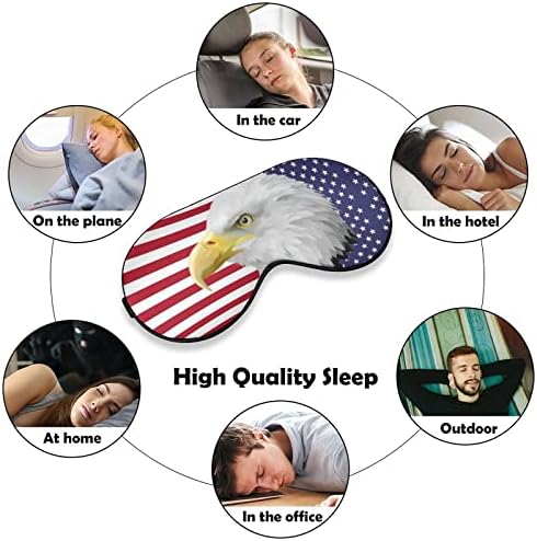 American Flag Bald Eagle Oche Máscara com cinta ajustável para homens e mulheres noite de viagem para dormir uma soneca