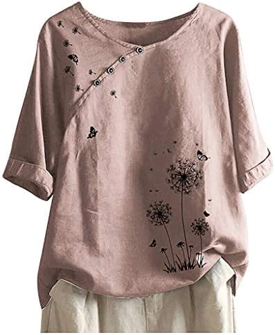 Camisas femininas, mulheres primavera e verão colorido estampa floral redonda pescoço curto camiseta camiseta baixa camisetas mulheres mulheres