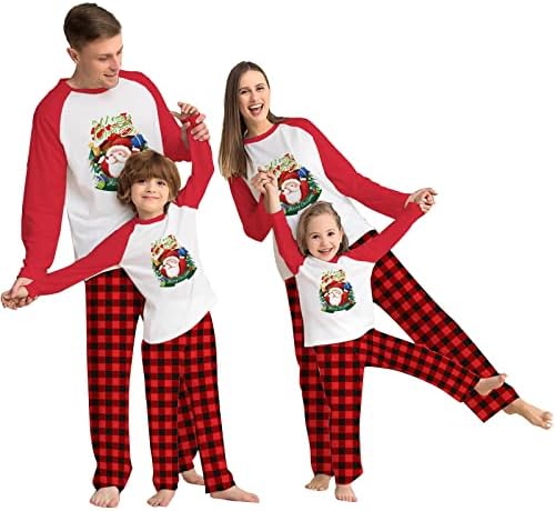 Pijamas de Natal em família Conjuntos de combinação de Natal PJS para adultos Holida Holida Home Xmas Sleepwear Set Loungewear
