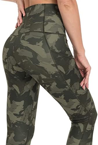 Calças de ioga de leopardo livre com bolsos para mulheres de alta cintura camuflate leggings Controle de barriga