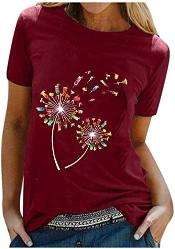 uikmnh menina adolescente camisetas de dente de leão de verão camisa de cola curta de manga curta camisa casual