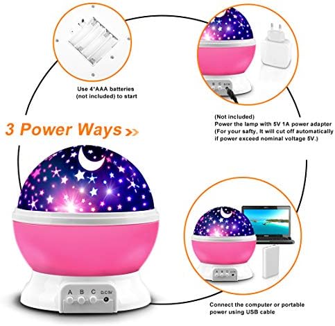 Projector de estrela, Mokoqi Night Light Lamp Diverty Gifts para meninas e meninos de 1-6-14 anos