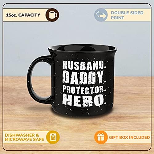 Shop4Ever marido Daddy Protector Herói Novidade Campfire Sparkled Coffee Caneca de Cerâmica Cuplea Cup ~ Dia dos Pais ~