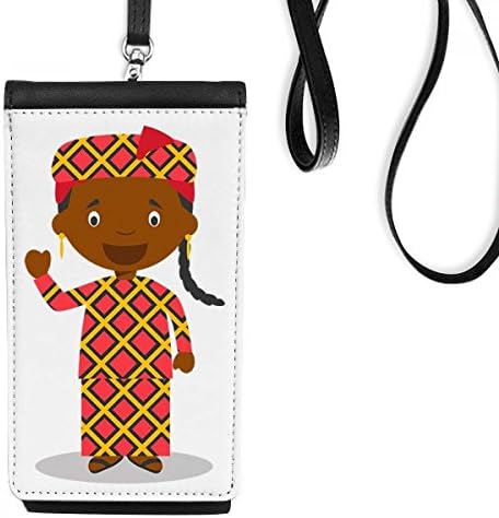 Black Mali Cartoon Art Deco Gift Fashion Phone Carteira Bolsa móvel pendurada bolso preto bolso preto