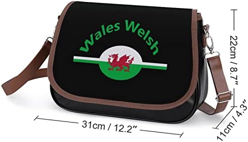 Wales Welsh Bandeira Couro Médio Maiola de Moda de Moda Casual Sacos Crostais com cinta