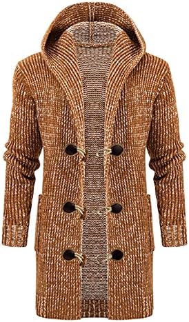 Casaco de cardigã de malha xzhdd para homens, inverno de botão frontal de túnica com capuz com capuz Jackets de malha