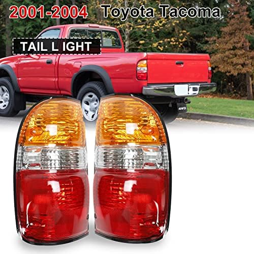 Par de lâmpada de freio da luz da cauda esquerda e direita com lente central compatível com 2001 2002 2003 2004 Toyota Tacoma to2800139 TO2801139 8155004060 8156004060