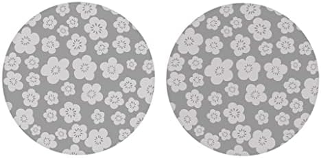 Floral enevoado cinza branco 2,75 x 2,75 montanhas -russas de cerâmica de 2 de 2