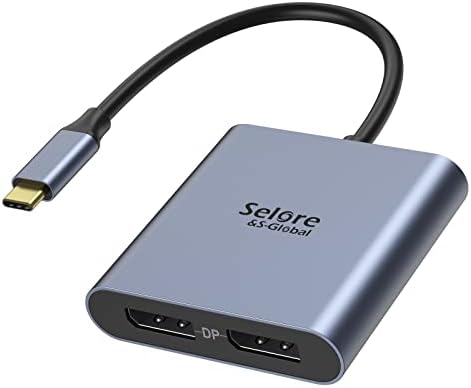 Adaptador de divisor de DisplayPort duplo + 10 Gbps USB C Hub com 4 Splitter USB C Porta