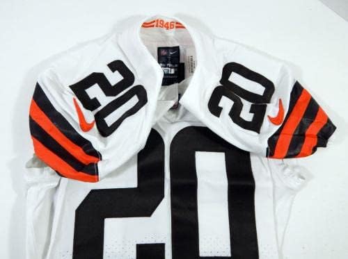 2020 Cleveland Browns Tavierre Thomas 20 Jogo emitido White Jersey 38 DP23441 - Jerseys de Jerseys usados ​​na NFL