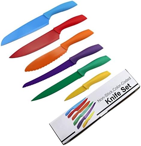 Colorido 6 PCs em um conjunto de ferramentas de cozinha conjunta de faca antiaderente de faca de cozinha de aço inoxidável