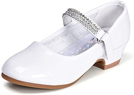 Stelle Girls Sapatos de vestido de criança branca Primeira comunhão Flor Logo Logo Mary Jane Sapatos para crianças