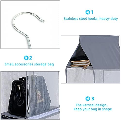 Keepjoy destacável Organizador de bolsa de bolsa suspensa para armário, suporte para armazenamento de bolsa para armário