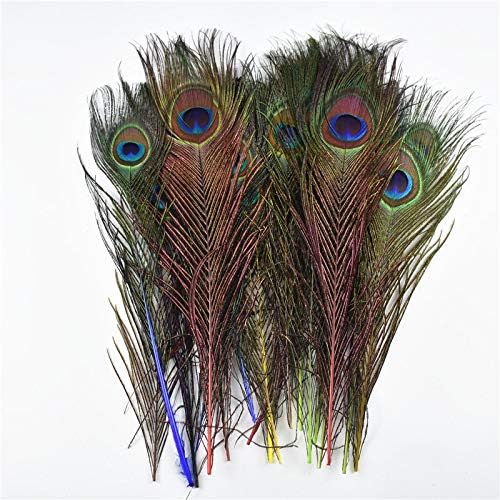 Zamihalaa 10pcs/lote de penas de pavão tingidas naturais para artesanato 25-30cm/10-12 Acessórios para decoração de penas