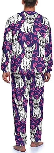 Pijama masculino de bulldog francês Conjunto de roupas de dormir de manga comprida Conjunto de roupas de dormir PJS para viagem de quarto