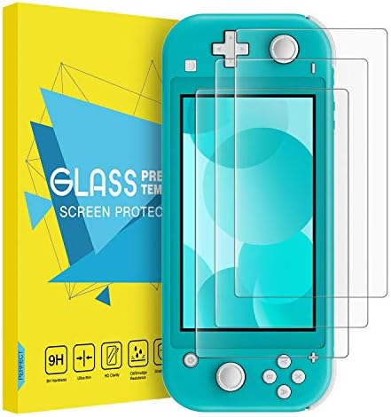 Moko Grip Case para Nintendo Switch Lite （Amarelo） ， com tampas de aperto de polegar e vidro temperado de vidro temperado
