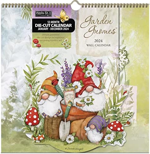 Gnomos de jardim WSBL 2024 12x12 Calendário em espiral cortado