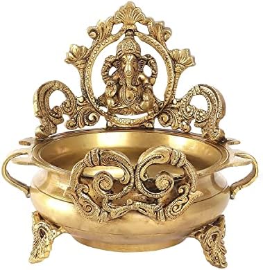 AAKRATI DEVYOM DEVYOM BRASS ETHICAÇÃO GANESHA Design de 6 polegadas de decoração de decoração de bronze tigela de decoração