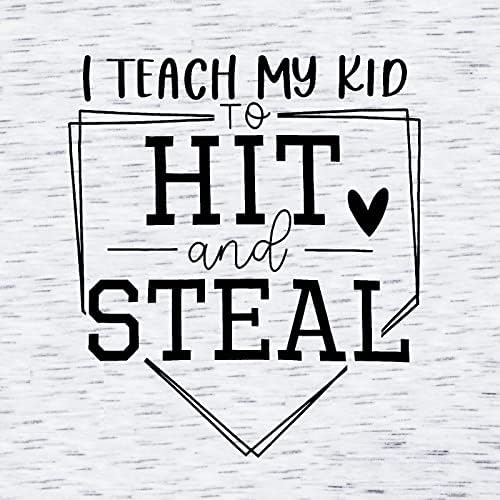 Vilove Baseball Mama Camisa Mulheres Eu ensino meus filhos a bater e roubar camisa de beisebol mamãe tshirt Baseball Heart camiseta