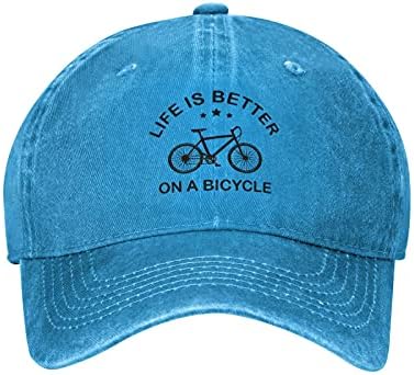A vida é melhor em um slogan de bicicleta chapéus de cowboy unissex ajustáveis ​​no beisebol