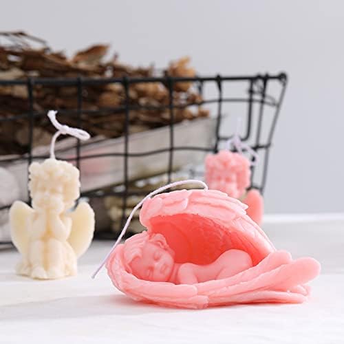 Molfo de vela de silicone anjo adormecido, bebê anjo de silicone molde de fondant bolo de chocolate molde para resina epóxi, cera, argila de polímero, gesso