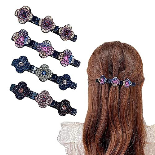 Clipes de cabelo trançados de pedra de cristal brilhante para mulheres 4/8pcs clipes de cabelo trançados para mulheres