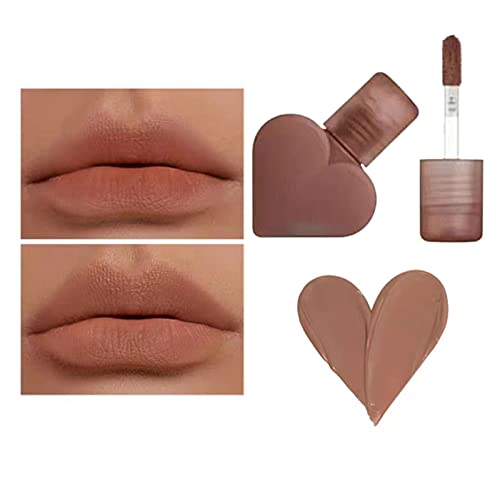 Xiahium 2 Facado Lip Lip Gloss Love Velvet Non Stick Copo Lip Lip Glaze Coração Coscada de Air Lip Lip Sella