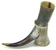 Abbey Horn grande Viking Natural Usable Horn & Stand - Reencenação Oxhorn por Abbeyhorn