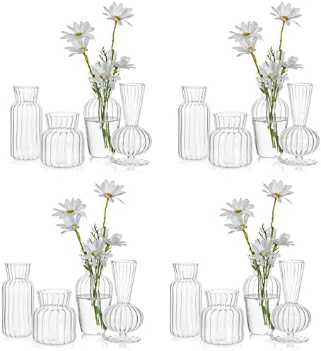 Mini vasos de vidro para peças centrais - hewory small brot transparente vaso a granel, vasos de flores fofos para casamento,