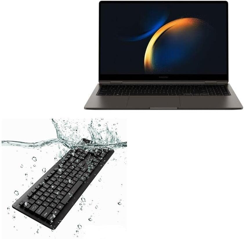 Teclado de ondas de caixa compatível com Samsung Galaxy Book3 360 - Teclado aquaproof USB, teclado USB de água à prova d'água