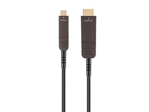 MONOPRICE USB 3.1 TIPO -C TOMO VÍDEO DE HDMI - 30 pés, 4k a 60Hz, fibra óptica, AOC, transmite até 100 pés, conectores banhados a ouro - Slimrun AV Series, 138582, preto