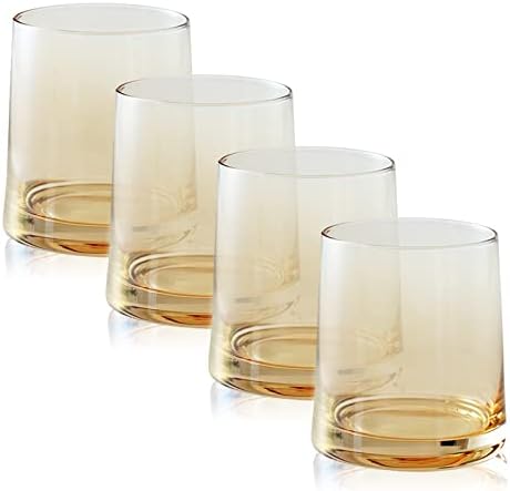 Sekonow Conjunto de 4 óculos de uísque coloridos, 8,8 oz de vidro à moda antiga, copos de rochas, copo de copo sem haste para homens para homens Bourbon Scotch Cocktail Tequila Liquor