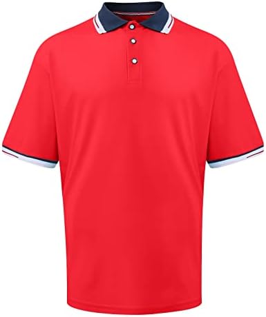 Camisas masculinas costura de lapela casual Contraste de camiseta colorida esportes de camisa de manga curta camisa de manga